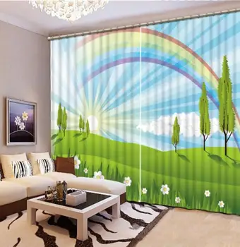 

Chinese Photo Printing Waterfall landscape Blackout Curtains Window Curtain Living Room Bamboo Decor Door Window Wall Cover