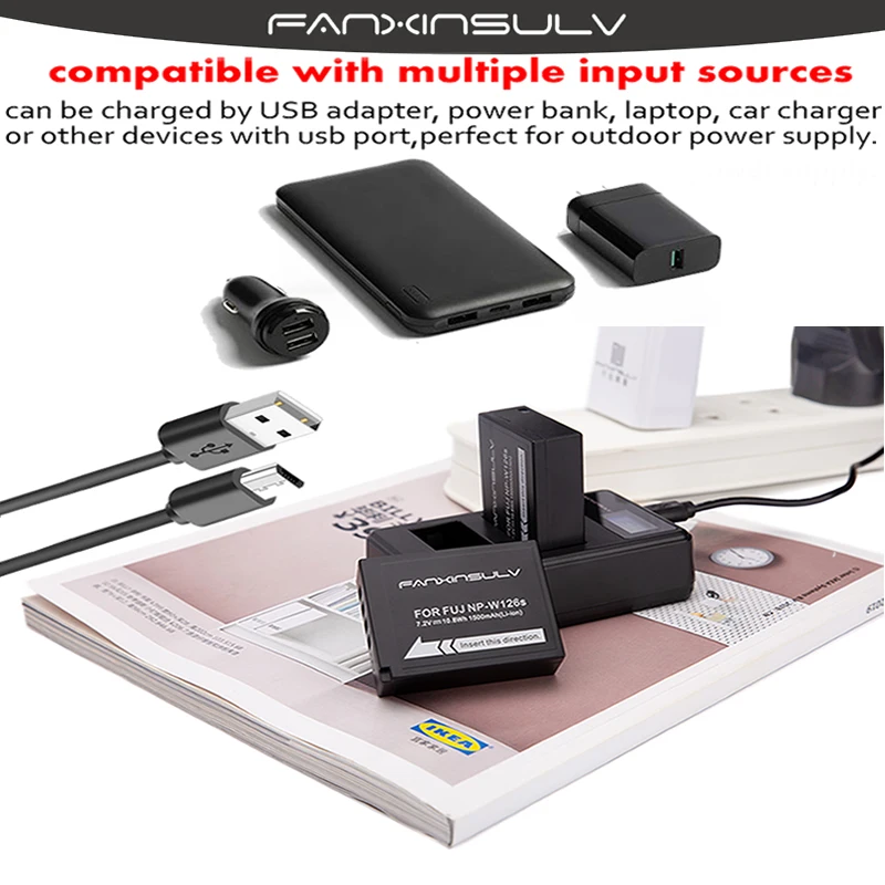 5x NP-W126S NP W126S Battery + USB Charger for Fujifilm Fuji XT3 XA5 XT20 XT2 XH1 XT10 XE3 X100F xpro2 SHIP WITH TRACKING NUMBER