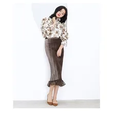 Осень и зима новое тонкое Корректирующее белье с высокой талией бархатная юбка сшивание кружева сплит кисточкой плиссированная Офисная Женская юбка