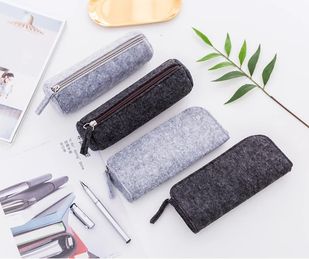 

Black Gray simple pencil bag fabric pencil case box School Supplies Office Supplies pounch stationery storage zipper