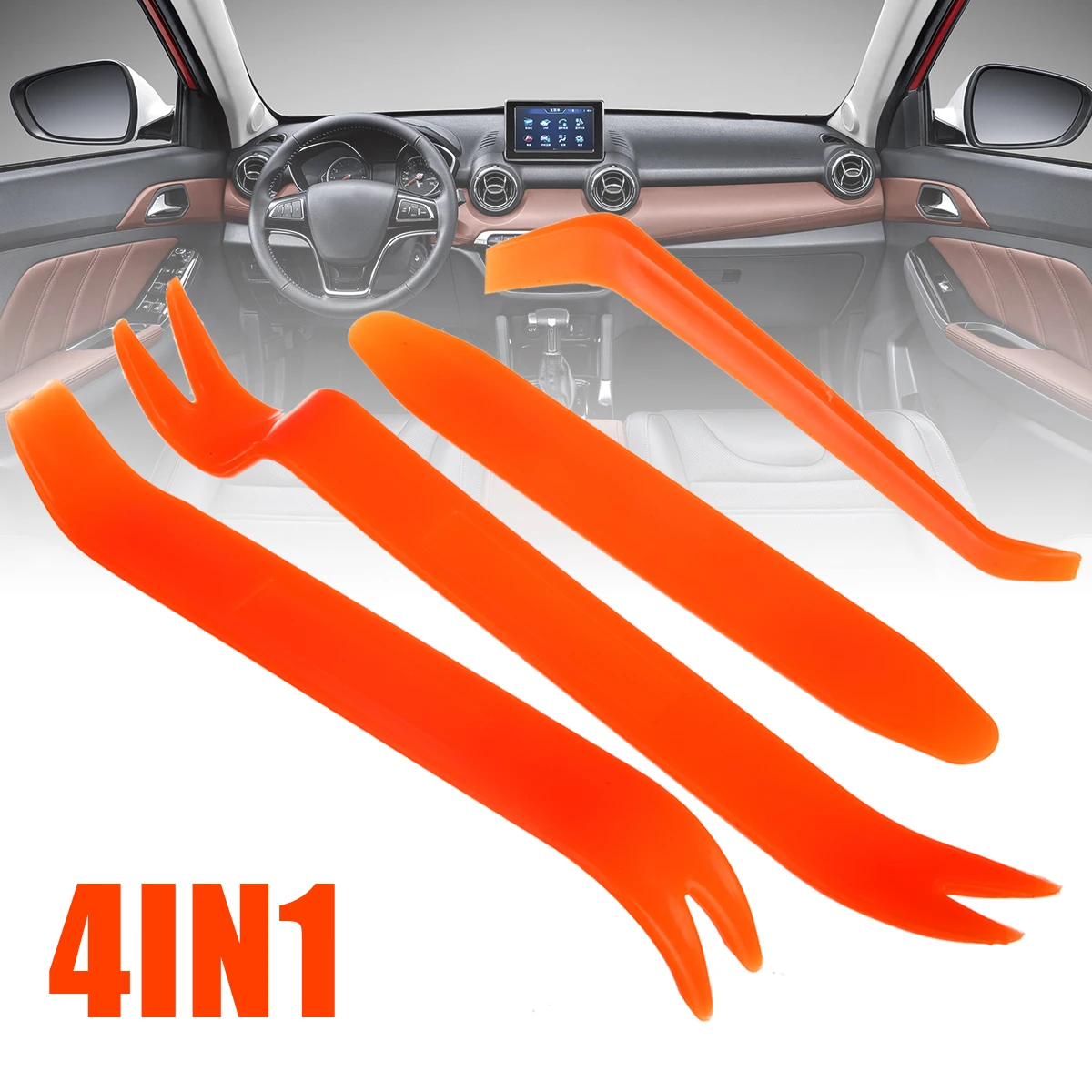 4pcs Car Radio Door Clip Panel Trim Dash Audio Removal Installer Pry Tool Plastic Yellow Easily Remove Trim Molding