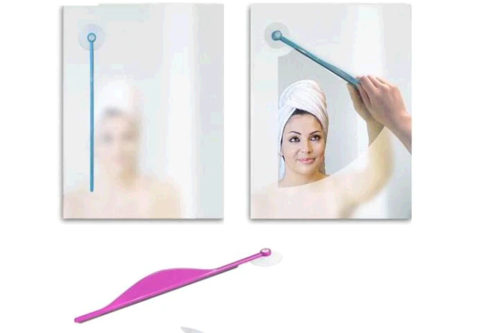 

free shipping Creative Bathroom Flat Mirror Window Glass Defog Brush Wiper Cleaner Bathroom mirror mist wiper sucker