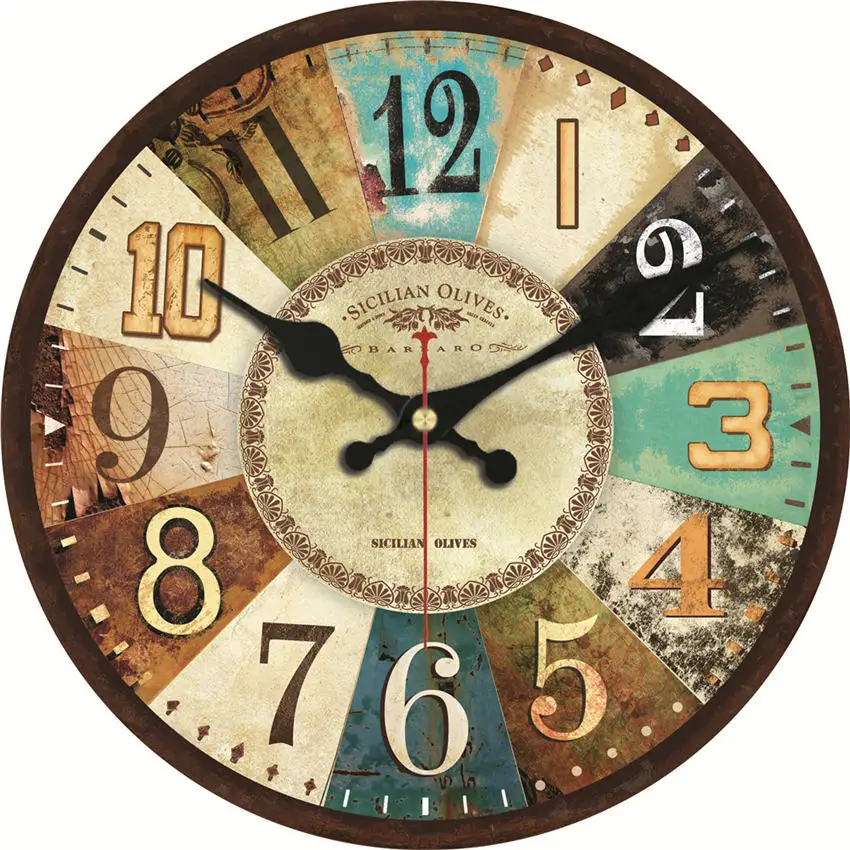 Абстрактные настенные часы, бесшумные деревянные картонные настенные часы для домашнего декора офиса, винтажный стиль, не тикающие настенные часы 16 дюймов - Цвет: Wall Clock 2
