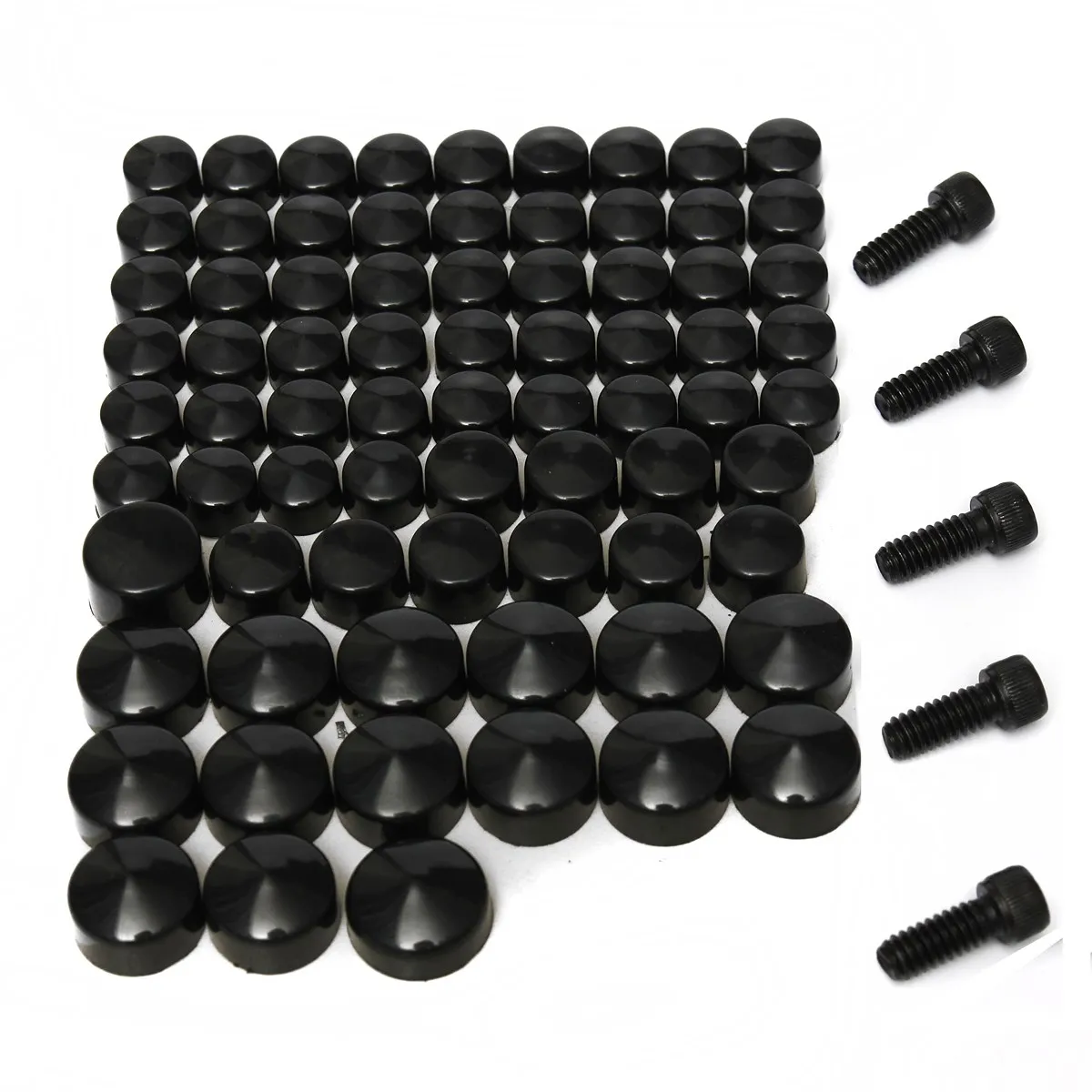 75 Pcs/Set Black Bolt Toppers Cover Caps Kit For Harley /Davidson /Dyna