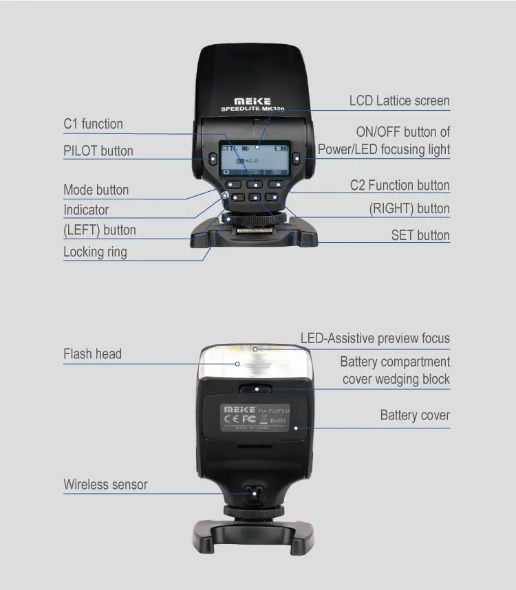 Майке mk320 mk-320 gn32 TTL Вспышка Speedlite для Fujifilm Горячий башмак Камера x100f XT2 X-Pro1 xt-10 XT-20 x-pro2