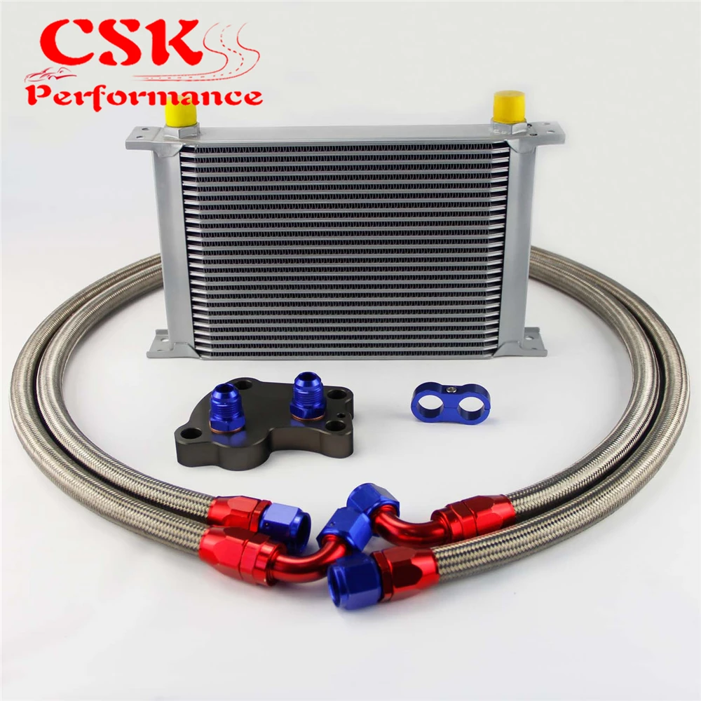 

25 Row 248mm AN10 British Oil Cooler Kit Fits For BMW Mini Cooper R53 Supercharger Silver/Black