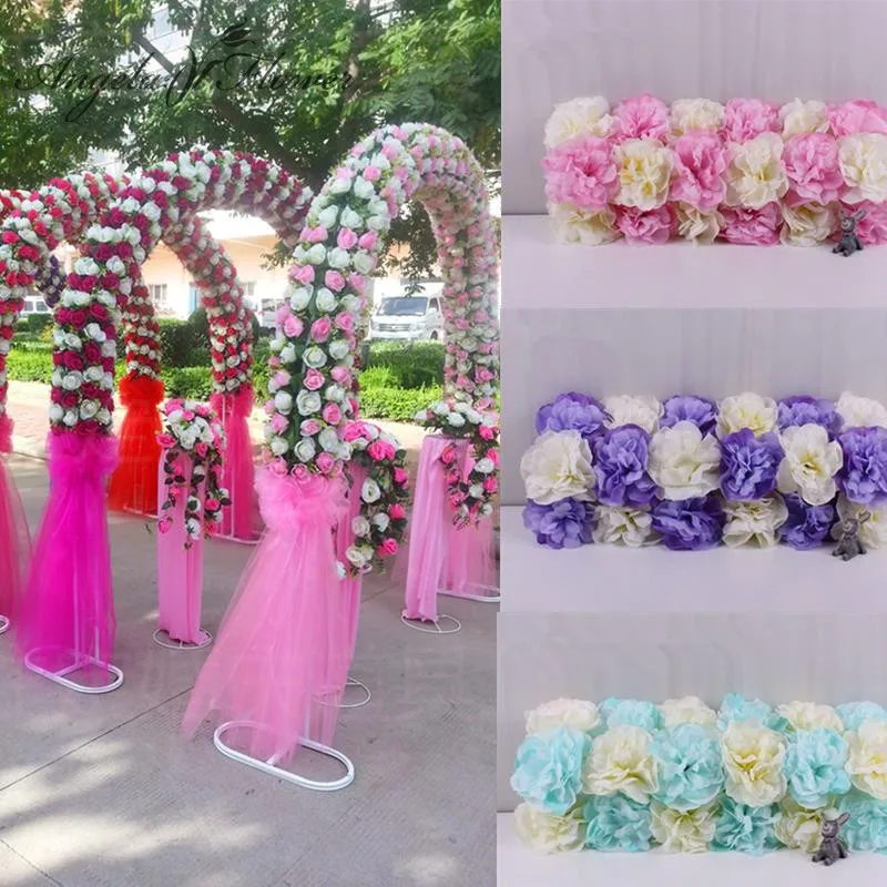 

Cheap DIY Wedding arch backdrop decor props artificial Dahlia silk flowers rose flower arrangement road guide flower runner 1pc