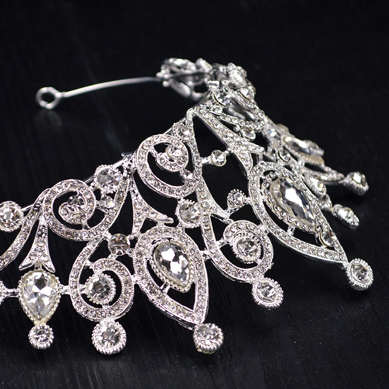 Серебро барокко кристалл большая корона украшения со стразами и кристаллами королева невесты тиара корона для свадьбы аксессуары для волос HG-005