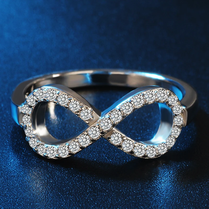 YANHUI кольцо вечности 925 пробы Серебряное Бесконечное Кольцо талисманы лучший друг подарок бесконечный символ любви модные кольца для женщин R023