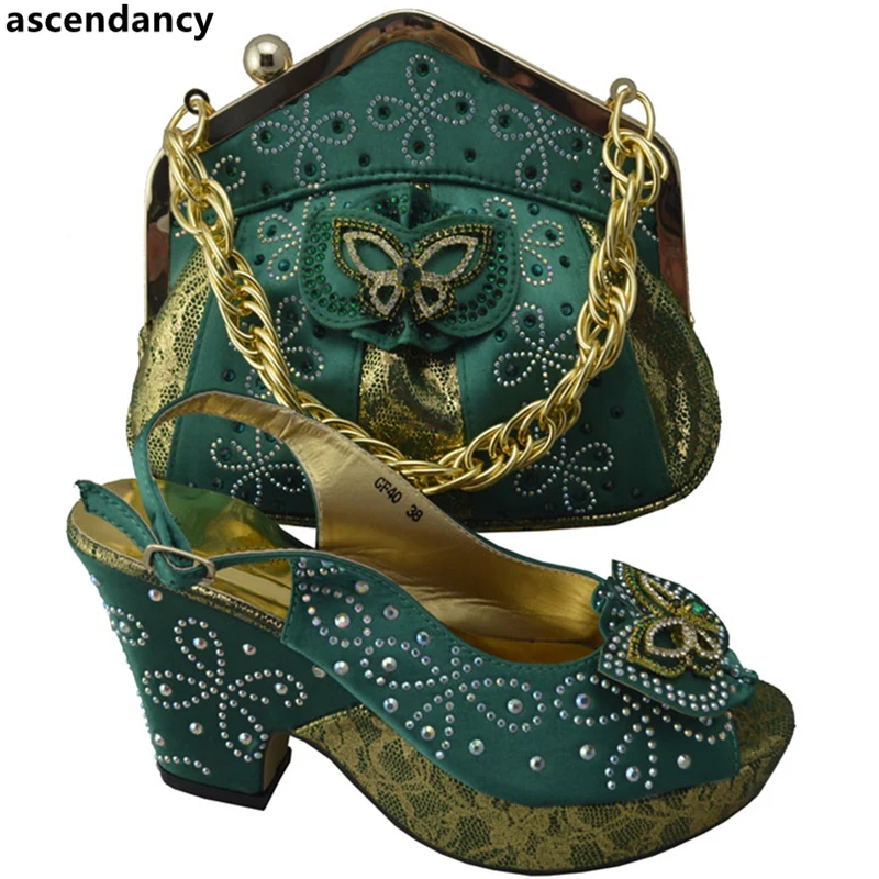 

Green Color African Matching Shoes and Bags Italian In Women Sales In Women Matching Shoes and Bag Set Nigerian Wedding Shoe Bag