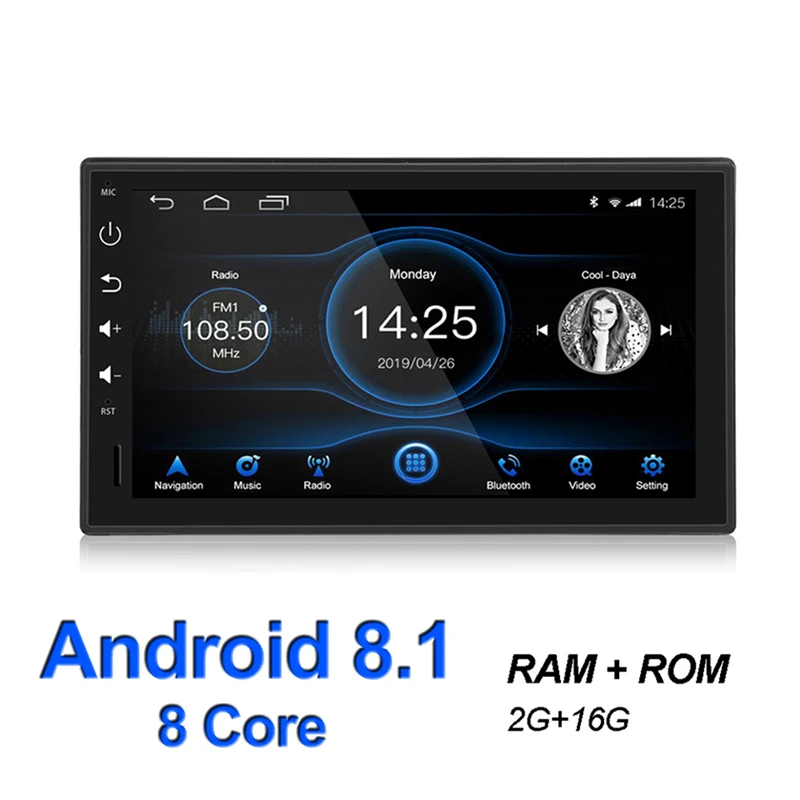 

7Inch 1DIN for Android 8.1 Car Multimedia MP5 Player 4+32G GPS Navigation Stereo Radio WIFI Blue Tooth Rear USB TF FM Carema