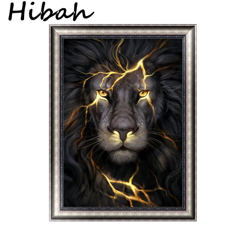 

Full-Diamond 5D DIY Diamonds Black Lion Diamond Cross-stitch Rhinestone Mosaic Oil Painting 2017 Decoration