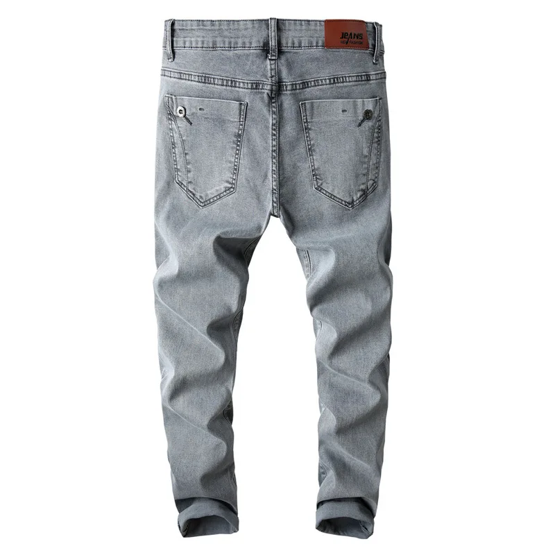 

Men Brand Jeans Fashion Casual Male Denim Pants Cotton Classic Tapered Jeans Masculina Mid Rise Denim Trousers
