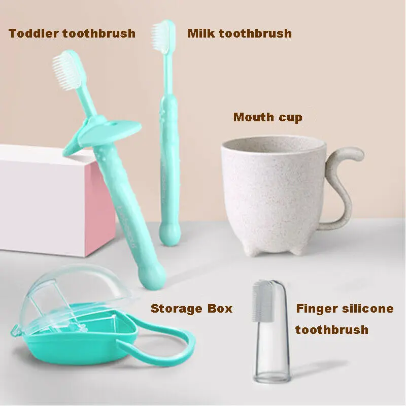 Bebetour Training Toothbrush Teether for Toddlers Kids Tooth Brush Set Mouth Cup