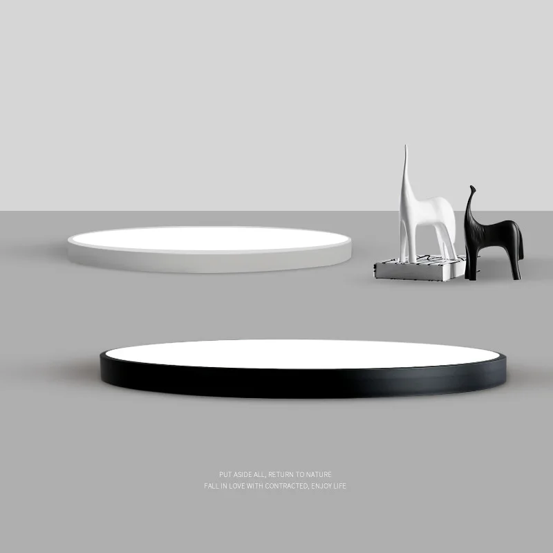 Lâmpadas de Ferro Luzes de Teto para Sala de Estar Ultra-fino Prático Levou Teto Quadrado Redondo Preto – Branco Quarto Iluminação Interior 5 cm