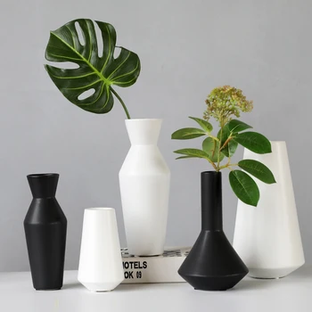 

Modern Minimalist Black/ White Ceramic Vase tabletop Crafts Handmade vases Dried flower ornaments home decoration accessories