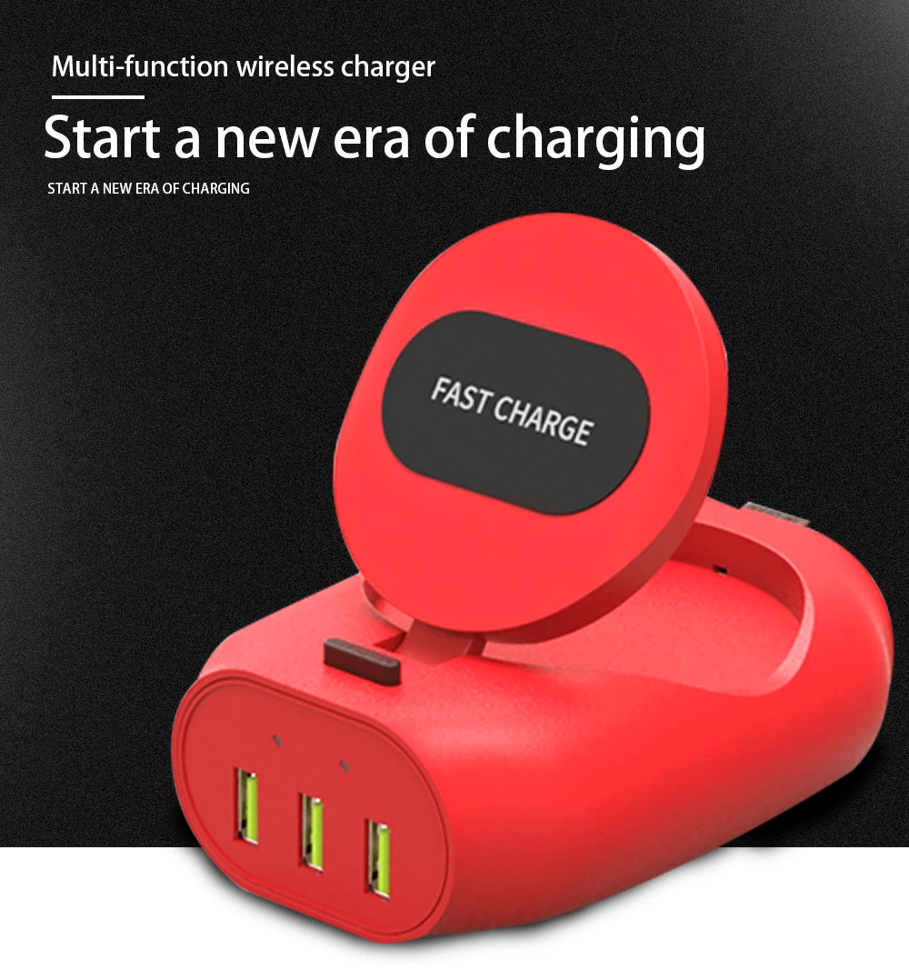 Ascromy 3 USB Fast QI Wireless Charger Stand For Apple iPhone X 8 Plus Samsung Galaxy S9 S8 Note 8 9 Induction Charging Pad 10 W (1)