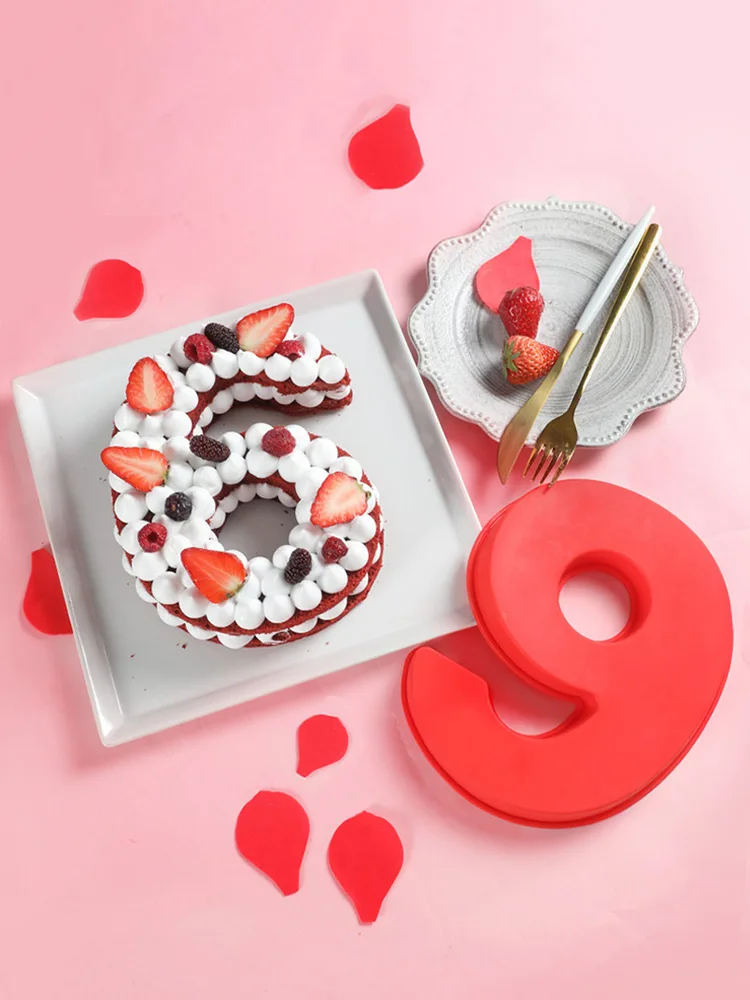 

20cm 0-9 Silicone Number Cake Mold Cake Numbers Shape Cake Decoration Tool for Wedding Birthday Anniversary