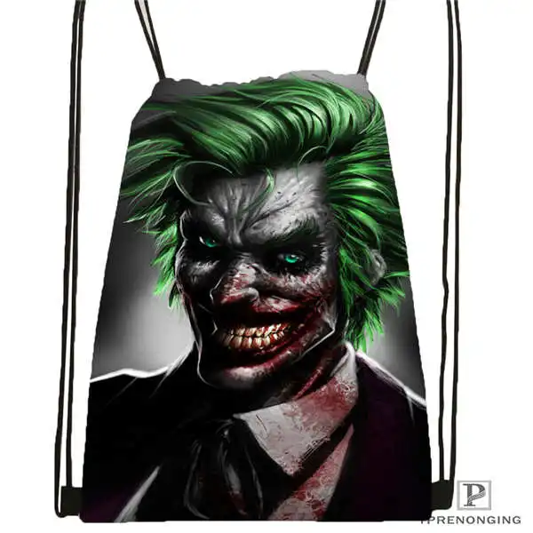 Drawstring Backpack Custom the-joker-batman-arkham@ 01-походная сумка на шнурке милый рюкзак для детей(черная спинка) 31x40 см#180611-03-113 - Цвет: Drawstring Backpack