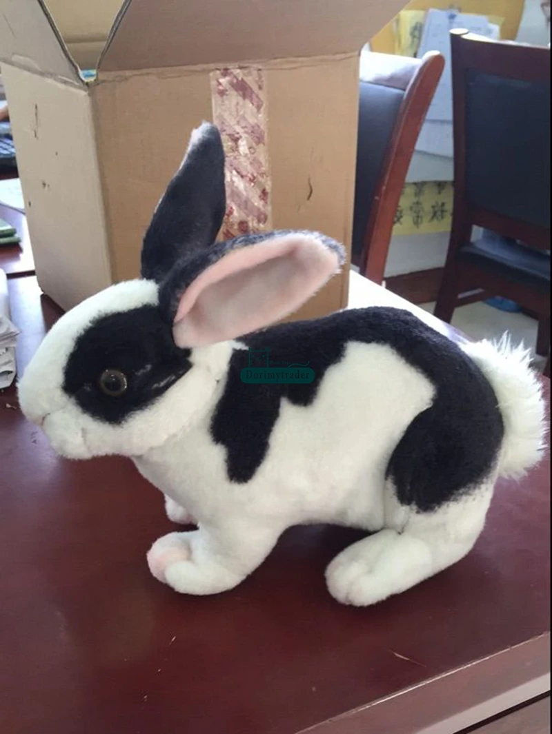 Dorimytrader lovely realistic animal pet rabbit plush toy stuffed bunny doll pillow children play doll decoration 29cm x 17cm DY61894 (11)