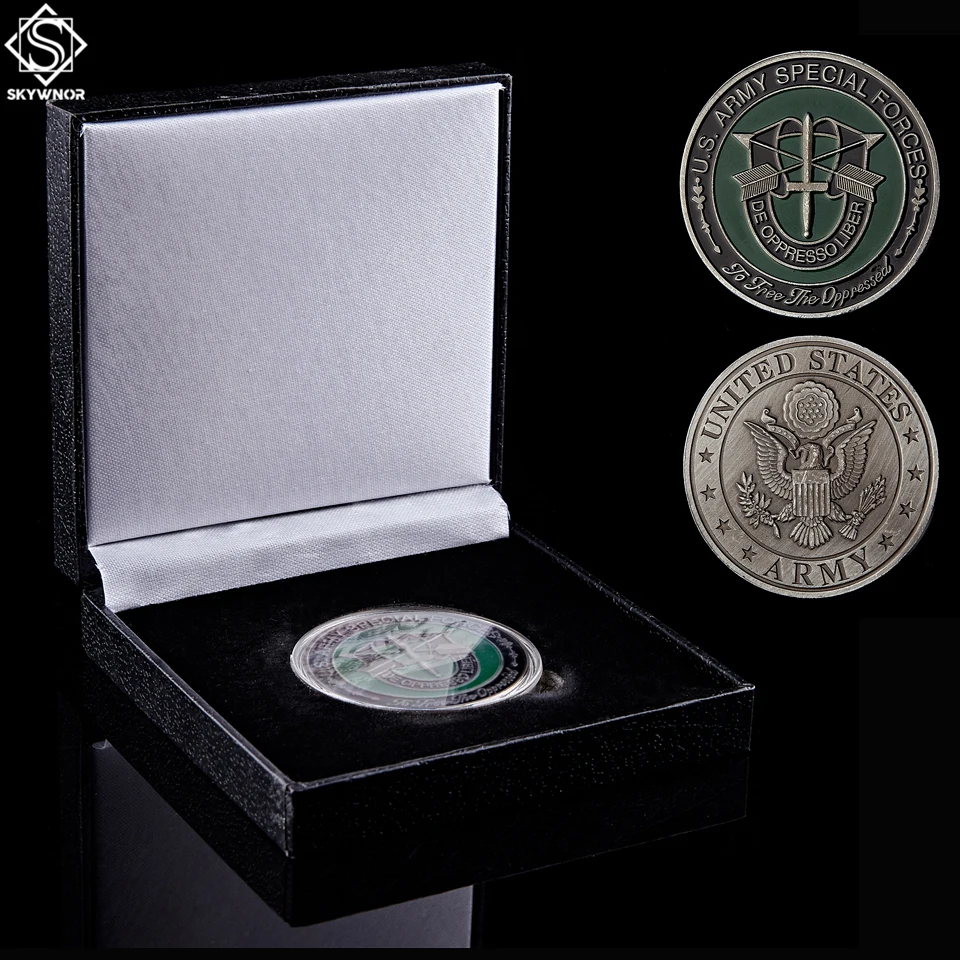 

USA Challenge Military Green Berets De Oppresso Liber Liberate From Oppression Special Forces Coin W/ Luxury Box