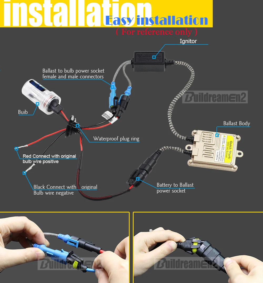 Buildreamen2 55 Вт 9005 9006 880 881 H1 H3 H7 H8 H9 H11 Авто HID Xenon комплект 4300K AC блок розжига/балласт автомобиля светильник головной светильник DRL Противотуманные светильник