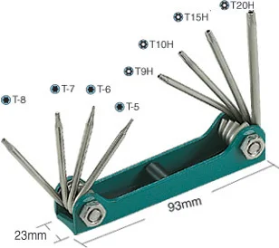 

Pro'sKit 8PK-021T 8Pcs Folding Tamper-Proof Star Key Wrench Set