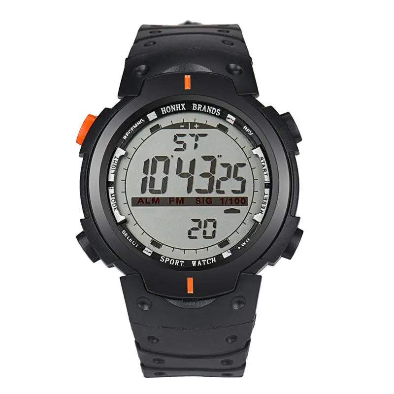 Мужские светодиодный цифровые часы мужские спортивные водонепроницаемые кварцевые часы с большим циферблатом часы военные светящиеся наручные часы Мода - Цвет: Orange