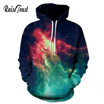 

Raise Trust Hot Sell Sweatshirts Men/Women 3d Flame Starry Sky Harajuku Space Galaxy Hooded Street Wear Stars Nebula Hoodies