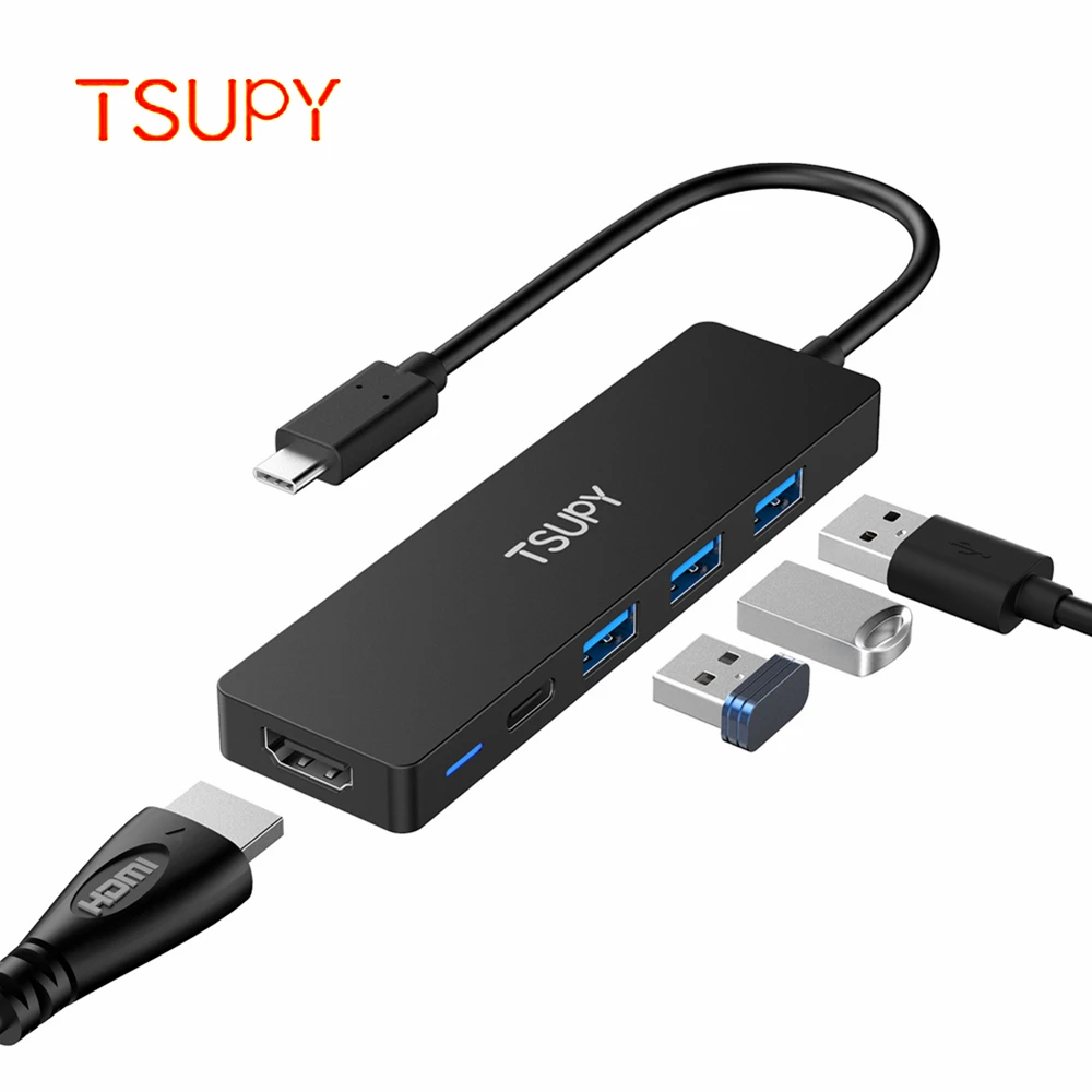 TSUPY USB C концентратор типа к HDMI 3 0 порты для зарядки хаб конвертер Macbook Pro Air 2018 samsung S10