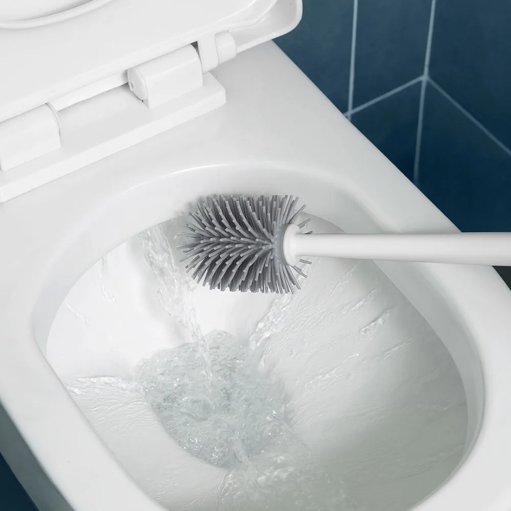 NEW SET OF 2 STAINLESS STEEL TOILET BATHROOM CLEANING BRUSH FREE STANDING HOLDER