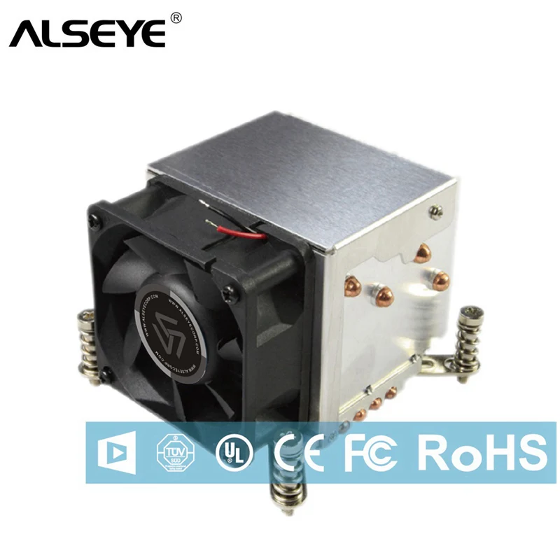 Дешево ALSEYE 2U сервер кулер 150 Вт 4 Heatpipe процессор кулер с мощным вентилятором охлаждения 6000 об. мин. 2000. компьютер теплоотвод