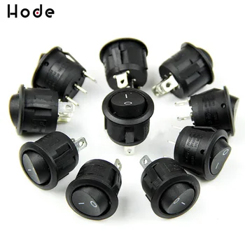 

5pcs Diameter Small Round Boat Rocker Switches Black Mini Round Black White Red 3 Pin ON-OFF Rocker Switch
