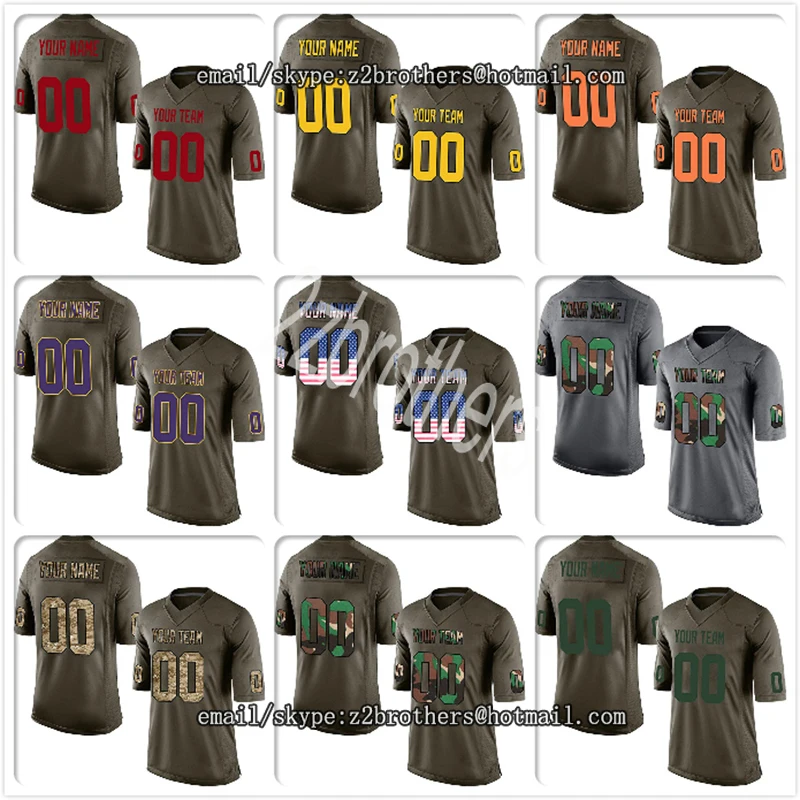 

Custom Camo Salute To Service Replica High School College Football Jersey Embroidered Team Logo Name And Your Number Adult Kids