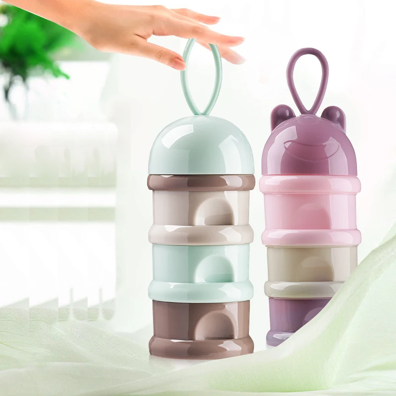 

3 layer Frog Style Portable Baby Food Storage Box Essential Cereal Cartoon Milk Powder Boxes Toddle Kids Formula Milk Container