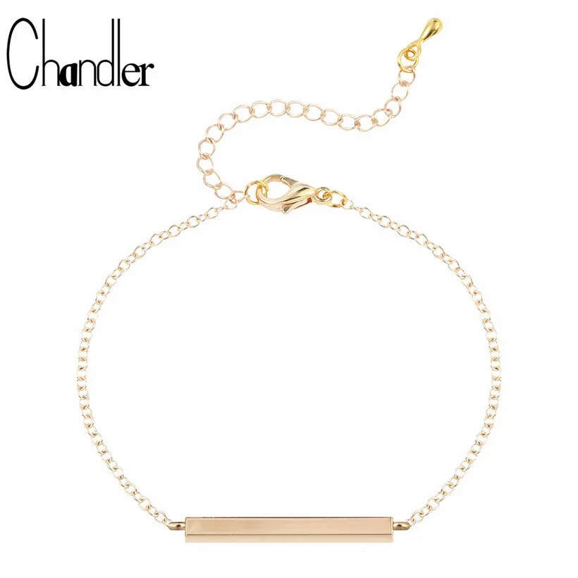 Chandler Minimal Bar Charm Bracelets For Women Dainty Femme Homme 2018 Gold Best Friend Gifts Pulseras Geometry BFF Jewelry
