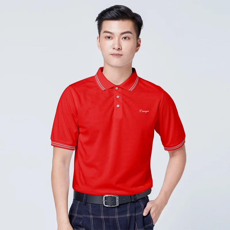 Мужская футболка для гольфа размера плюс летняя одежда для гольфа с коротким рукавом дышащая впитывающая пот быстросохнущая футболка поло - Цвет: Красный