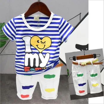 

2019 Baby Boys Sets Summer Boys Sets Clothes T shirt+short Pants cotton sports Letter printed Set Children Suit 2-6years