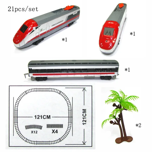 Electric Toy Trains For kids 21 pcs Sets High Speed Rail Train Railway