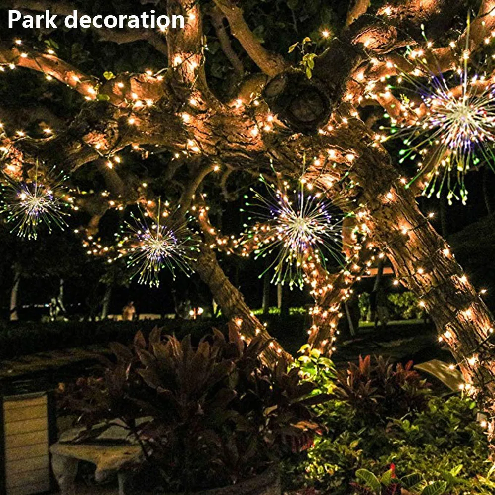 Firework Solar Power LED String Copper Wire Fairy Lights Xmas Party Decor Lamp - Испускаемый цвет: Multicolor