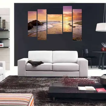 

Marvelous Sunrise At Sea Landscape Hand Painted Modern Abstract Oil Painting On Canvas No Framed 5Pcs/Lot With Free Shipping