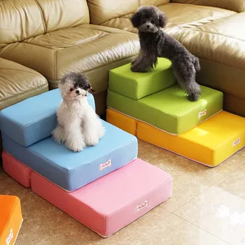 

Cute Home Cat Dog Pet Bed Stairs Ladder Foldable Dog Ramp Pet Mat Mesh Breathable Pet Steps 2-steps With Detachable Soft Cover