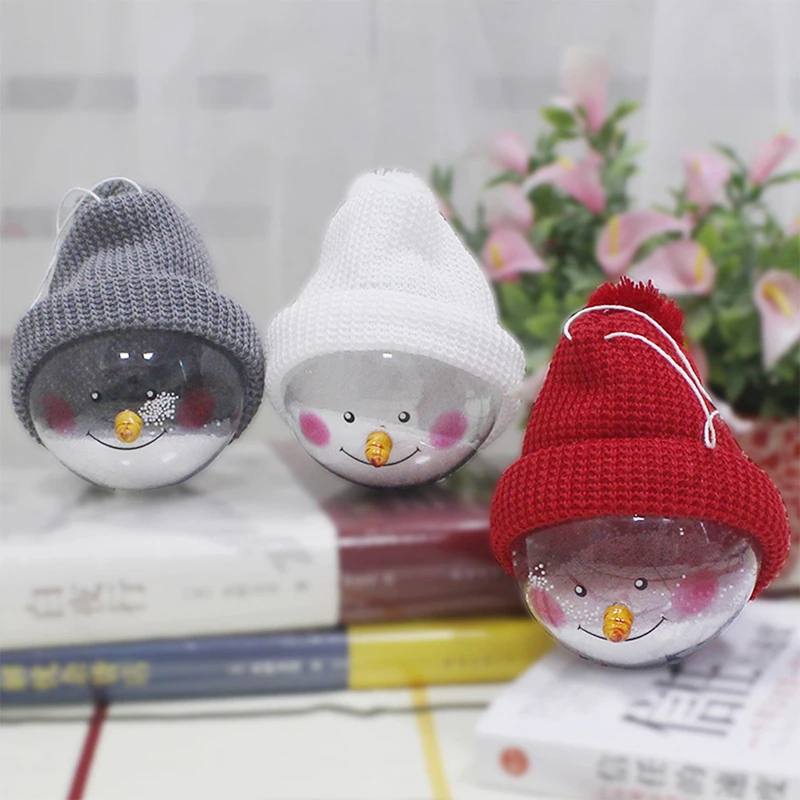 

1Pc Transparent Plastic Christmas Snowman Ball Pendants Hanging Ball Baubles Christmas Tree Ornaments Home Decoration 3 Colors