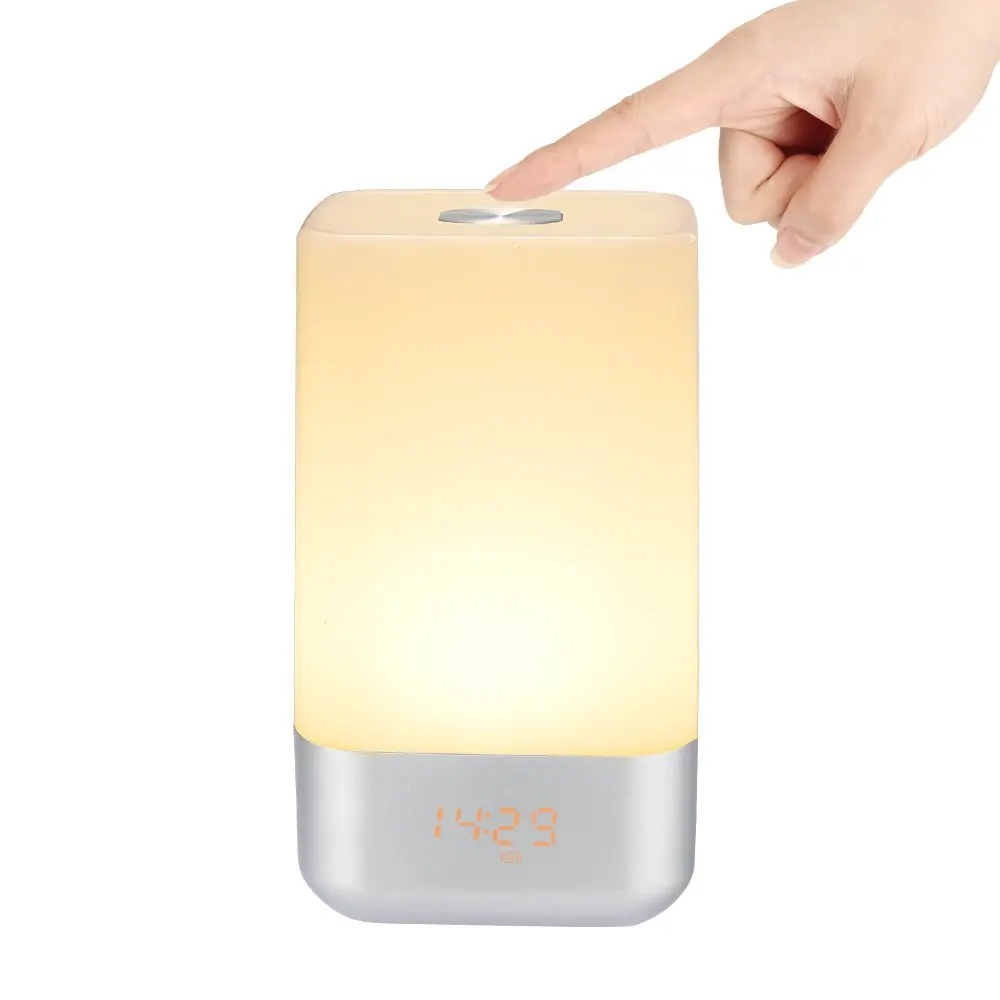 

LED Wake Up Multifunction Alarm Clock 3 Brightness Night Light Digital Table Modern Design Clock Natural Sounds alarm Home decor