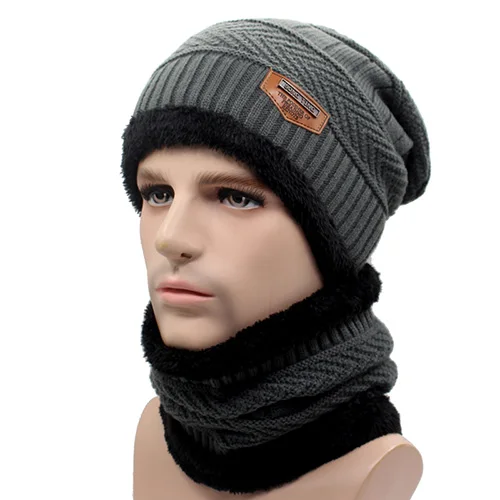 AETRUE зимняя вязаная шапка, шарф, Skullies Beanies, мужские зимние головные уборы для мужчин и женщин, шапки Gorras Bonnet Mask, брендовые шапки - Цвет: gray