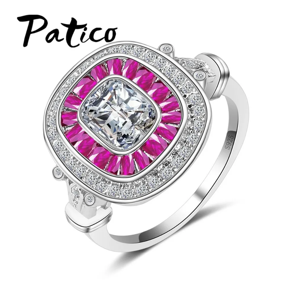 

PATICO New Arrival Stackable Square Crystal Paved Micro AAA Cubic Zircon Rings 925 sterling-silver-jewelry for Women