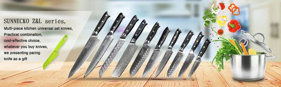 SUNNECKO 3 шт. набор кухонных ножей Santoku шеф-повара нож для очистки овощей японский Дамаск VG10 бритва острые лезвия режущие инструменты G10 Ручка