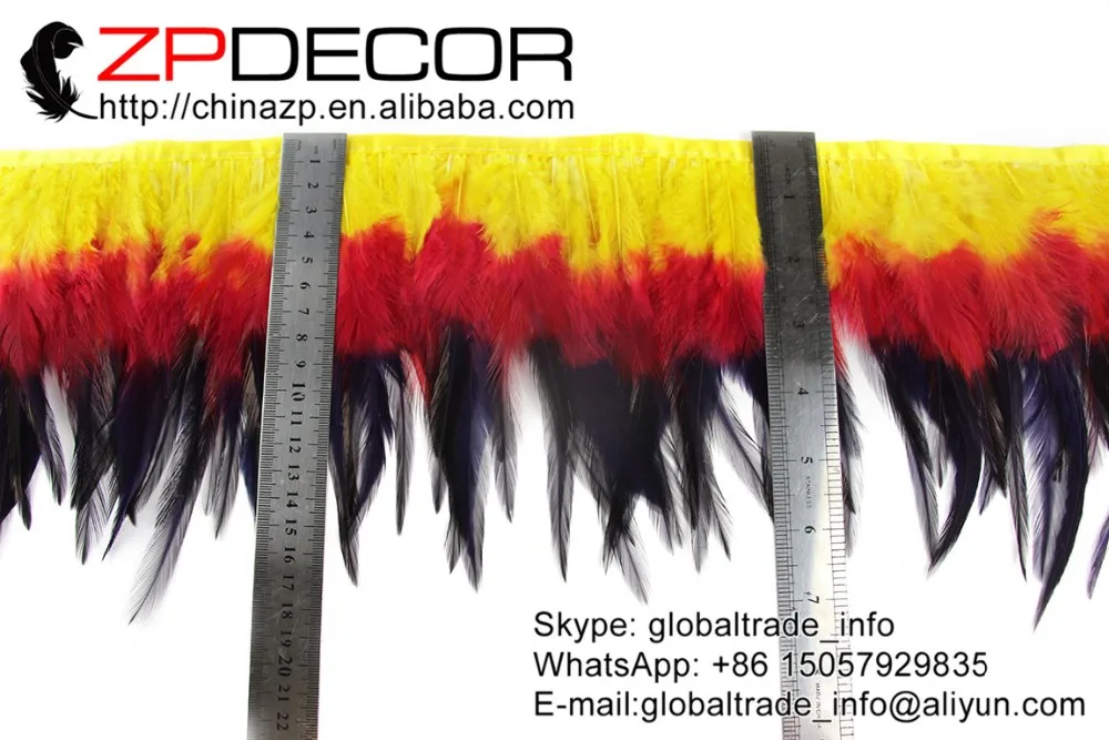 Mix Color Yellow Rooster Saddle Feather Trim (4)