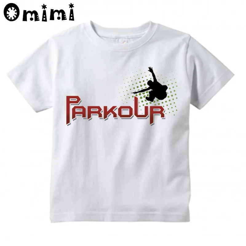 Boys/Girls Evolution Of Parkour Born To Jump Printed T Shirt Kids Short Sleeve Tops Children's White T-Shirt,ooo4085 - Цвет: oHKP4085A