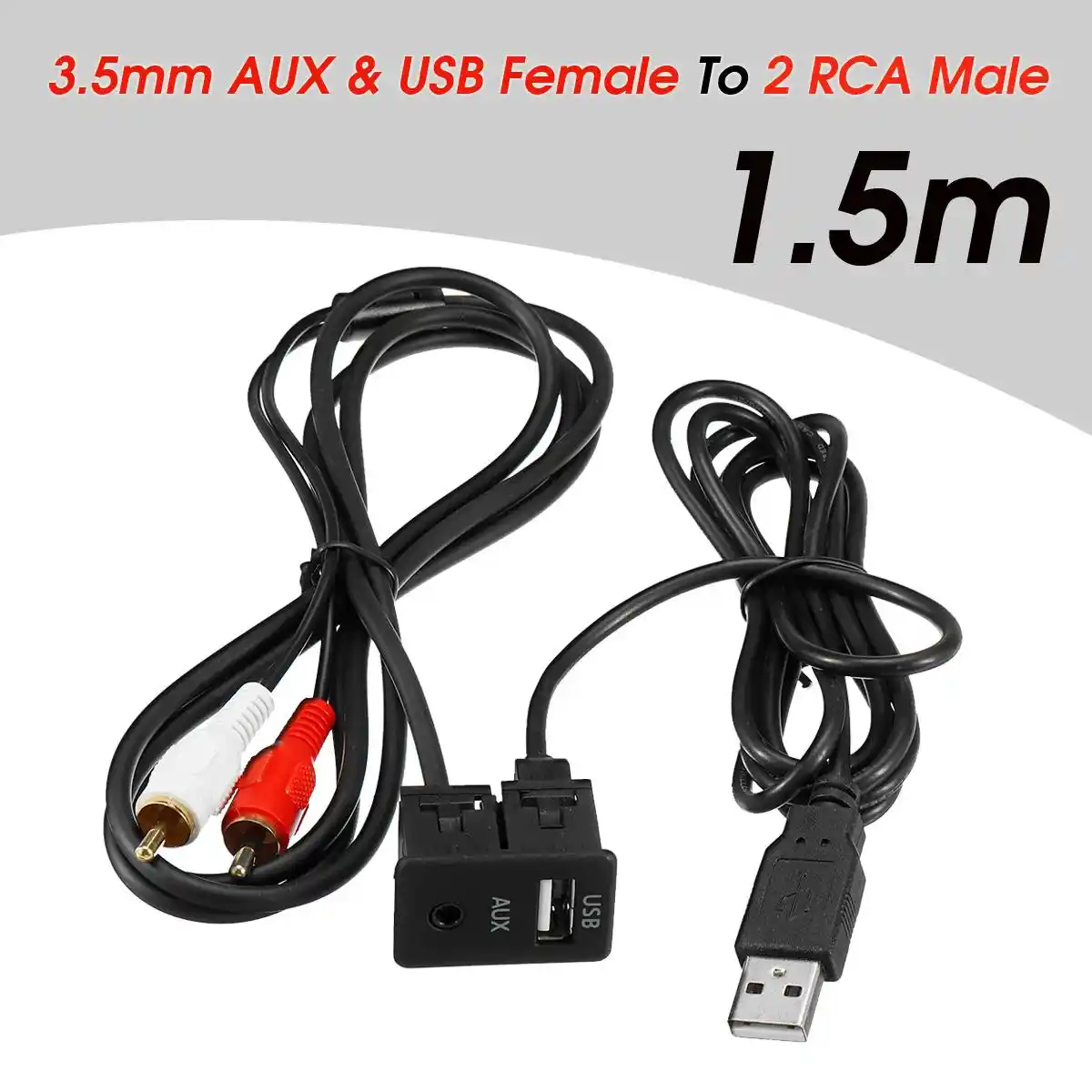 Car Power Converter,Car Stereo 3.5mm AUX Socket Cable Female To 2 RCA Male Car Boat Mot Flush Mount USB 